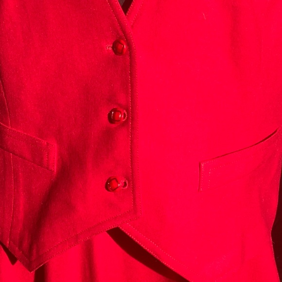 red 3pc vintage wool circle skirt set/suit - Picture 8 of 16